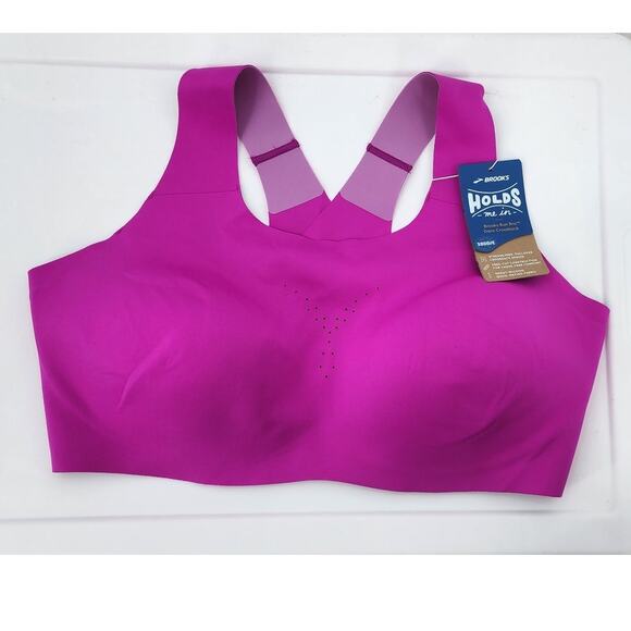 New NWT Brooks Run Bra Dare Crossback Magenta 38DD/E Sports Bra - Picture 3 of 7
